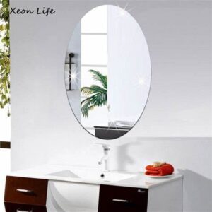 Adhesive Non-Glass Mirror Sticker, Oval Shape Mirror Sticker