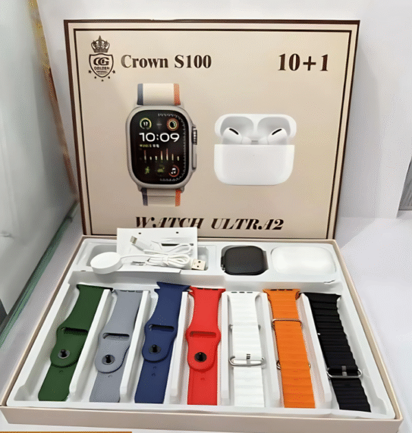 S  100Crown smart Watch plus free Earbuds - Image 2