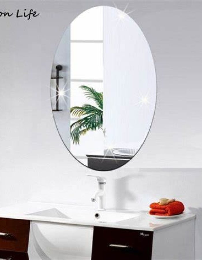 Adhesive Non-Glass Mirror Sticker, Oval Shape Mirror Sticker